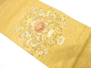 本漆箔 鳳凰に花唐草模様織り出し 袋帯